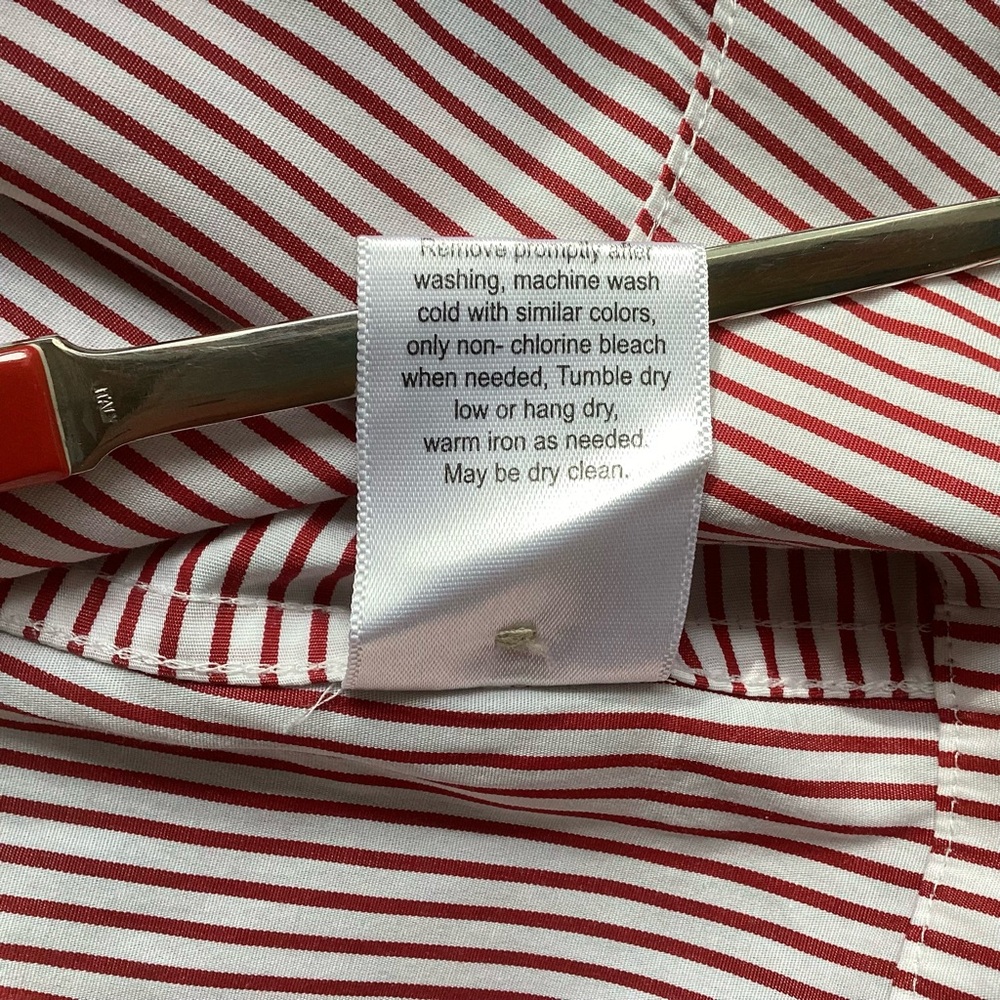 Hinson Wu Aileen Popover Top Red Stripes 3/4 Sleeves Sz 2(S) - Picture 8 of 10